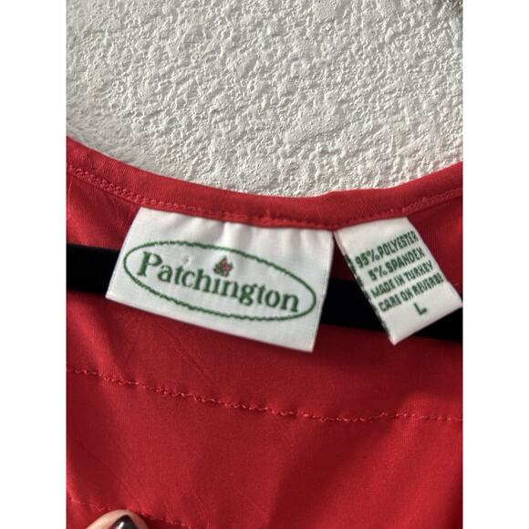 Patchington Womans Size Large Midi Tiered Ruffle Red Dress Funky Artsy Kitschy - Picture 4 of 9